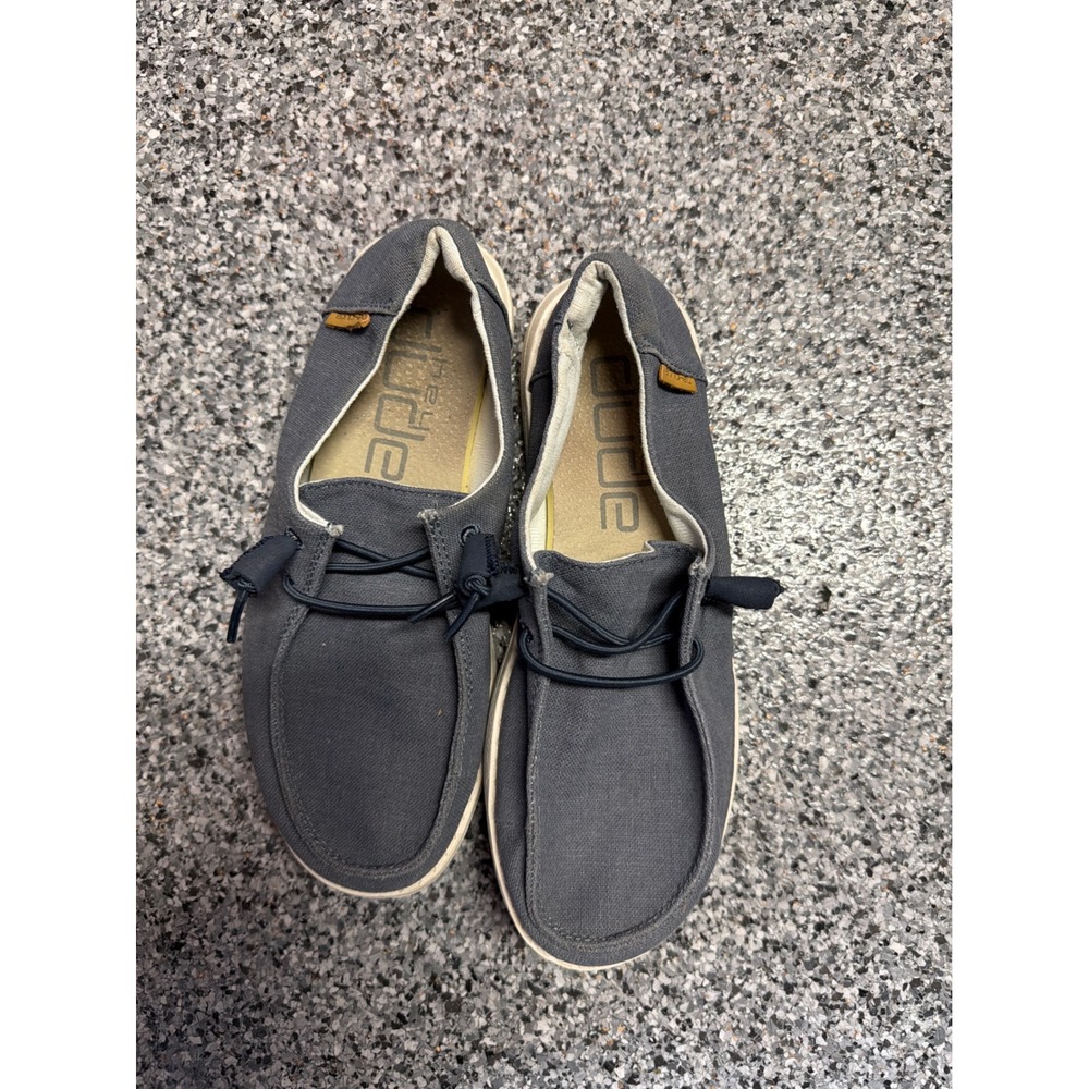 Hey Dude Wendy Chambray Navy White Slip On Loafers Shoes Womens Size 7 121412500